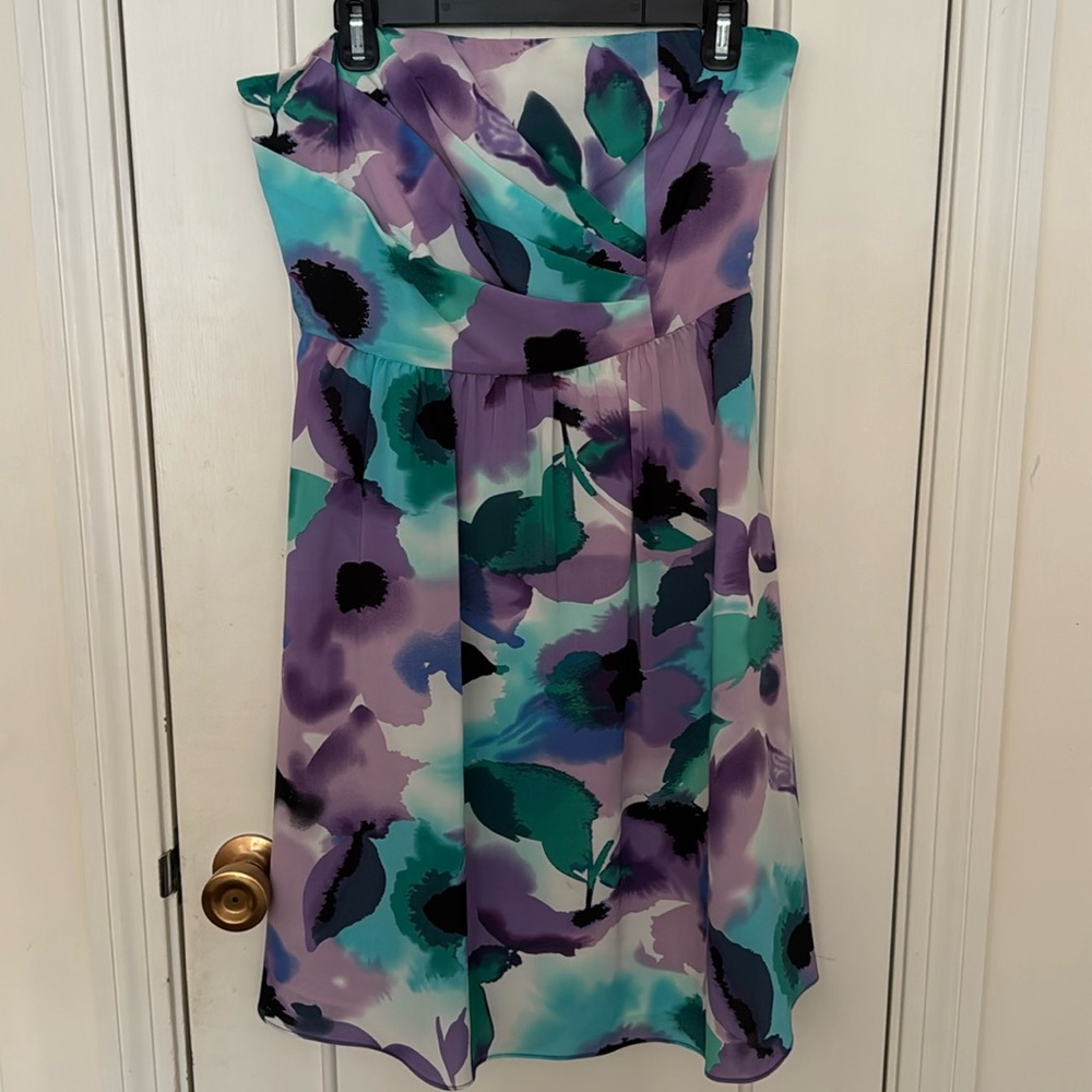 The Limited Watercolor Strapless Mini Dress